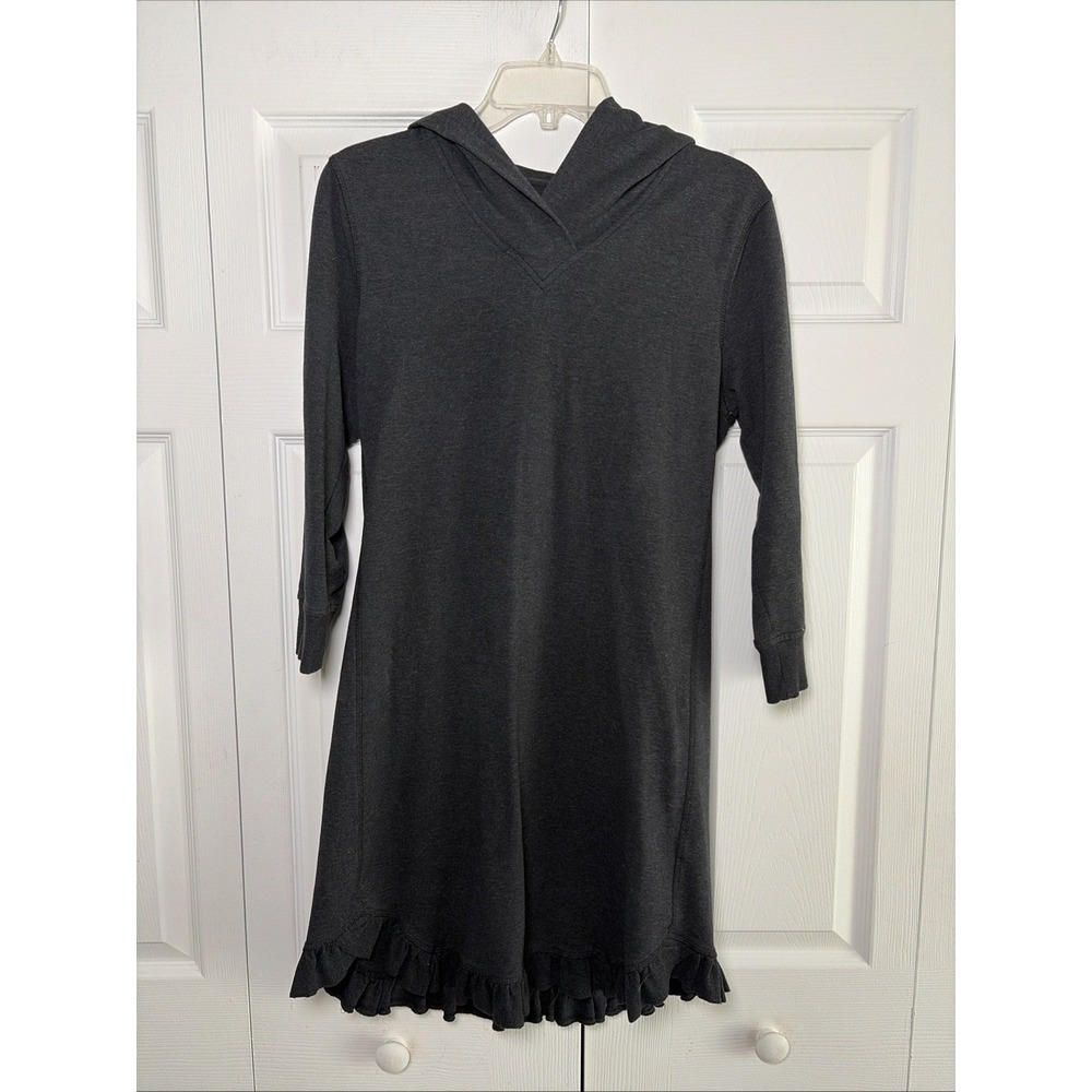 Sundays Ruffle Hem Hooded Dress Womens Size M Charcoal Grey Athleisure Lounge
